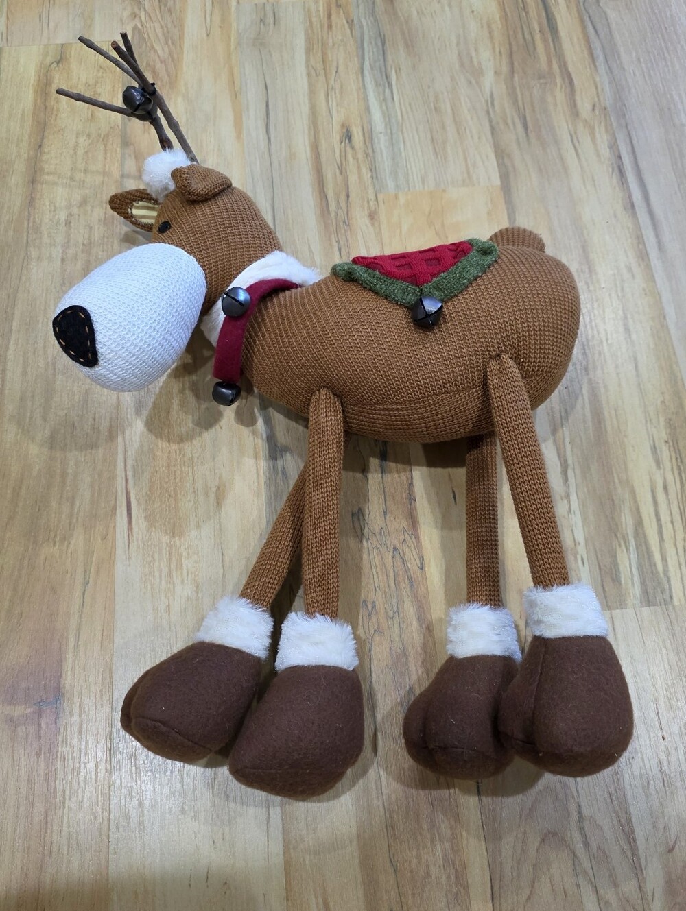 New Plush Brown Reindeer Dog Toy with Bells - Brand Unspecified